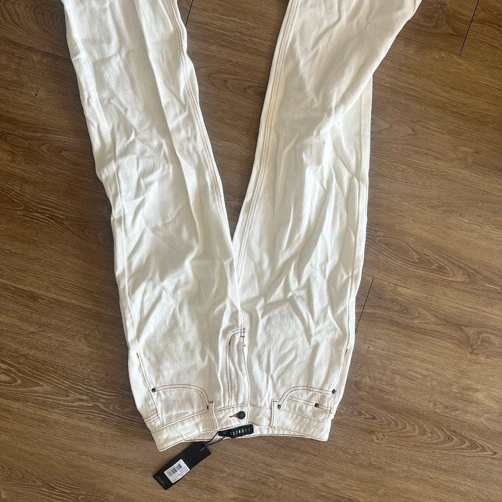 Lioness Low Rise White Denim Jeans